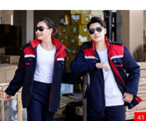 全工艺纱卡棉服红蓝7160